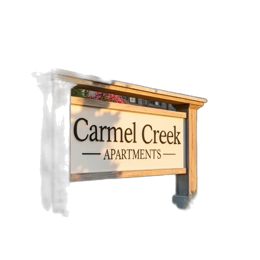 3d render, sign, outside, carmel, creek, apartments transparent PNG cut-out