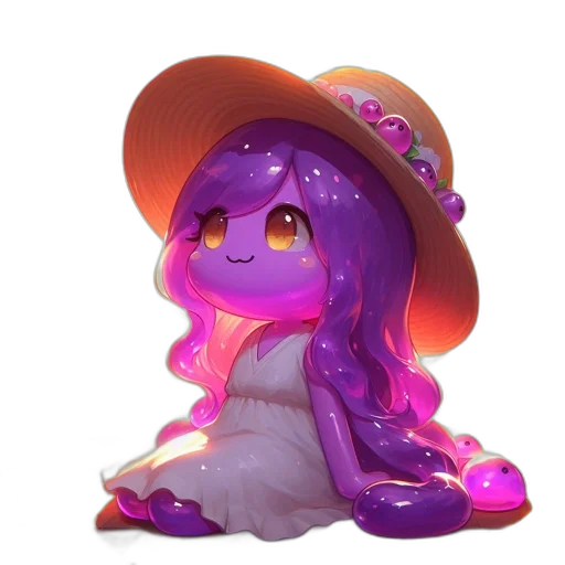 hat, creature, dress, staff, concept art, 3d render, vaporwave, fantasy art transparent PNG cut-out