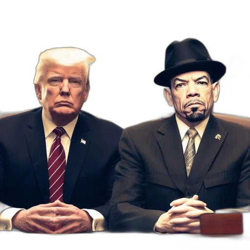 hat, concept art, cartoon, comic book art, two, suited, men, sit transparent PNG cut-out