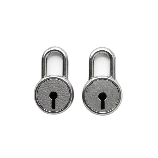 jewelry, two, identical, silver, padlocks, displayed, against, white transparent PNG cut-out