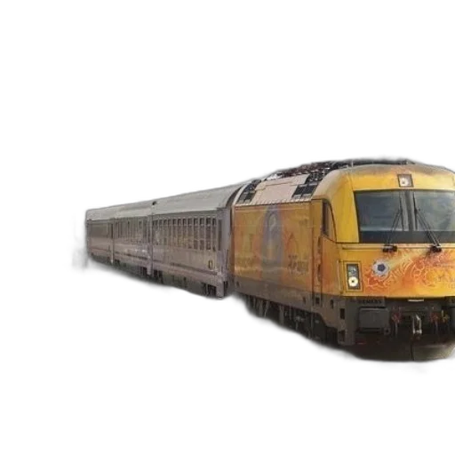 3d render, photorealistic, yellow, train, colorful, design, front, traveling transparent PNG cut-out