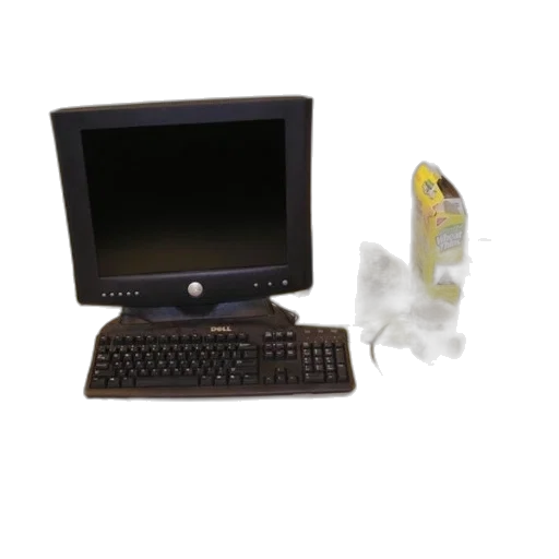 staff, furniture, 3d render, computer, monitor, sits, desk, keyboard transparent PNG cut-out