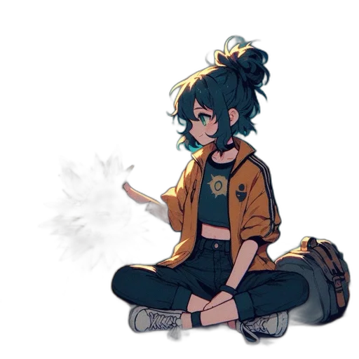 jacket, staff, weapon, dragon, concept art, anime, cartoon, pixel art transparent PNG cut-out