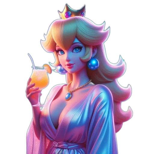 crown, dress, staff, vaporwave, concept art, pixel art, fantasy art, pastel transparent PNG cut-out