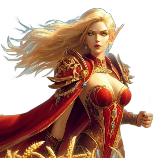 fantasy art, concept art, comic book art, 3d render, woman, long, blonde, hair transparent PNG cut-out