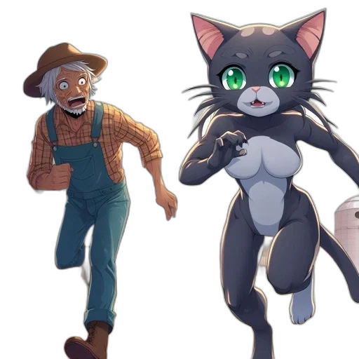 concept art, cartoon, pixel art, comic book art, elderly, farmer, farm, attire transparent PNG cut-out