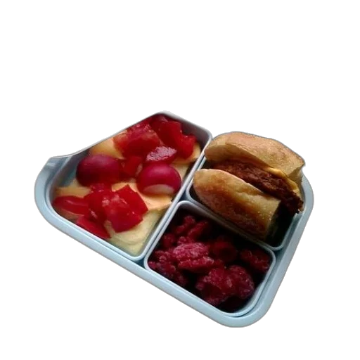 food, 3d render, lunch, box, tomatoes, raspberries, sandwich, next transparent PNG cut-out