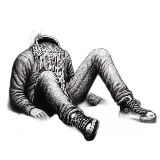 jacket, creature, mask, shoes, pencil sketch, photorealistic, concept art, comic book art transparent PNG cut-out