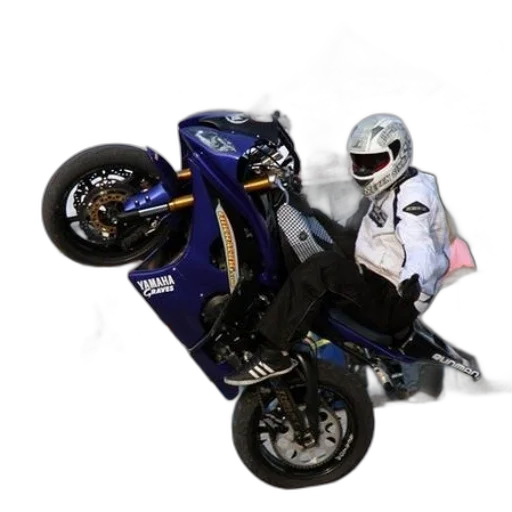 man, white, jacket, silver, helmet, riding, blue, yamaha transparent PNG cut-out