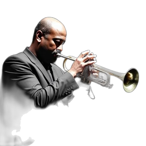 staff, photorealistic, concept art, trumpeter, playing, 2013, chicago, jazz transparent PNG cut-out