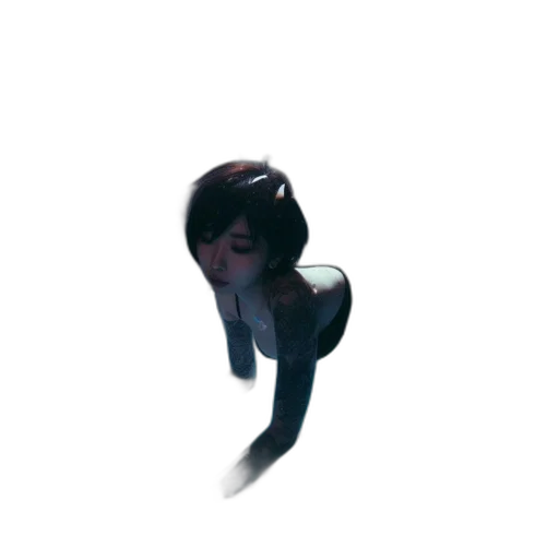 creature, hair, animal, robot, 3d render, concept art, vaporwave, photorealistic transparent PNG cut-out