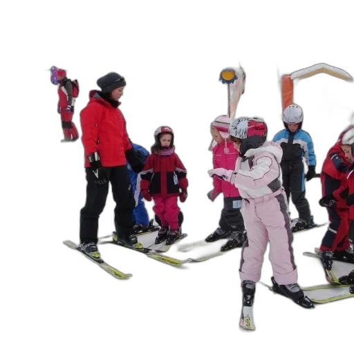 staff, snow, group, children, adults, learning, ski, snowy transparent PNG cut-out
