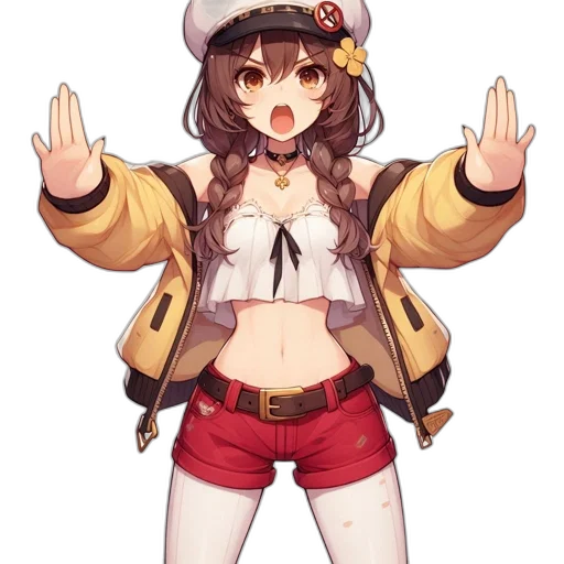 staff, hat, jacket, weapon, pixel art, anime, concept art, cartoon transparent PNG cut-out