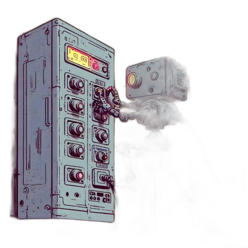 robot, weapon, jacket, cyberpunk, concept art, vaporwave, comic book art, fire transparent PNG cut-out