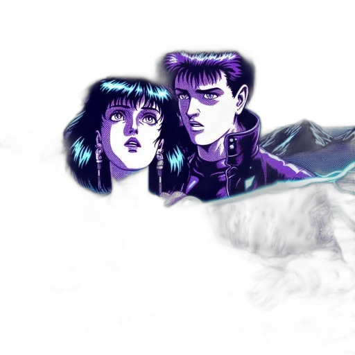 vaporwave, cyberpunk, concept art, fantasy art, outer space, neon lights, fog, fire transparent PNG cut-out