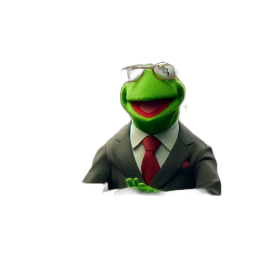 staff, animal, face, 3d render, concept art, photorealistic, pixel art, kermit transparent PNG cut-out