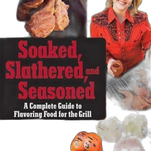 food, cookbook, cover, titled, soaked, slathered, seasoned, complete transparent PNG cut-out