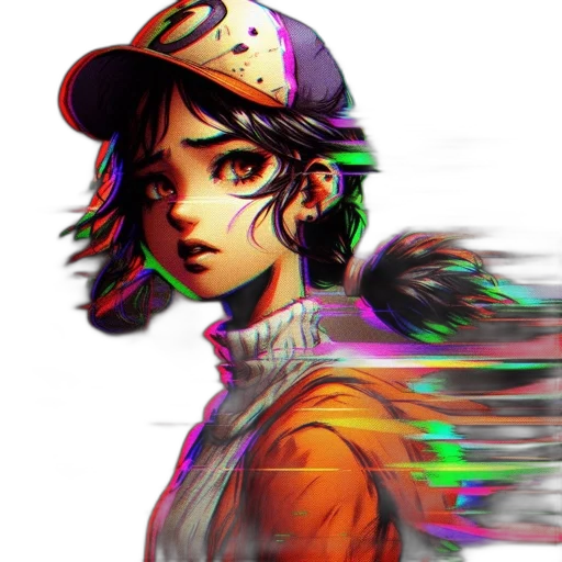 hat, face, jacket, robot, cyberpunk, anime, vaporwave, comic book art transparent PNG cut-out