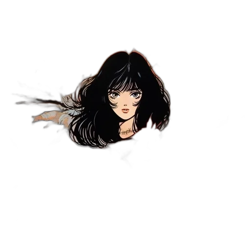 hair, creature, face, dragon, comic book art, cartoon, anime, watercolor transparent PNG cut-out