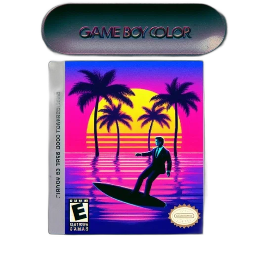 vaporwave, pixel art, concept art, cyberpunk, sunset, beach, neon, colorful transparent PNG cut-out