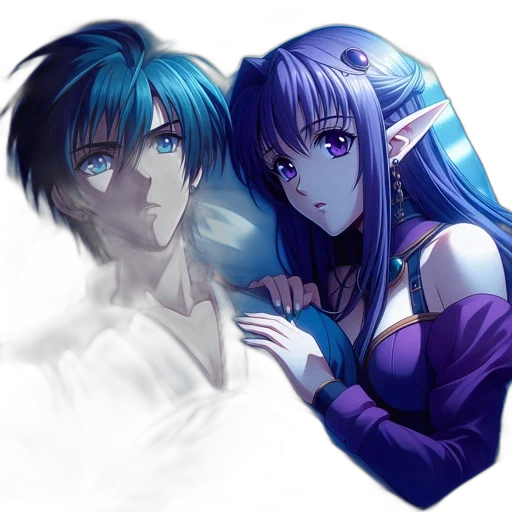 anime, fantasy art, pixel art, concept art, underwater, night, neon lights, outer space transparent PNG cut-out