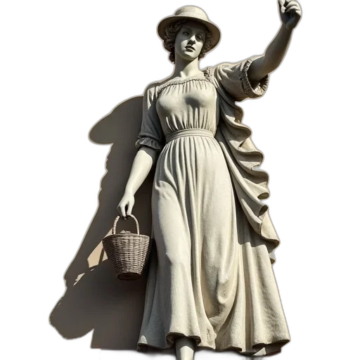 dress, staff, hat, close-up, statue, woman, raised, hand transparent PNG cut-out