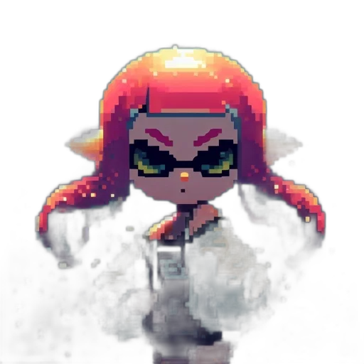 staff, weapon, mask, jacket, pixel art, concept art, vaporwave, watercolor transparent PNG cut-out