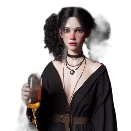 dress, jewelry, fantasy art, concept art, pixel art, photorealistic, fire, dark transparent PNG cut-out