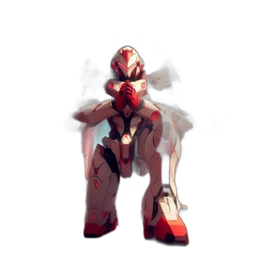robot, mask, creature, weapon, concept art, pixel art, fantasy art, 3d render transparent PNG cut-out