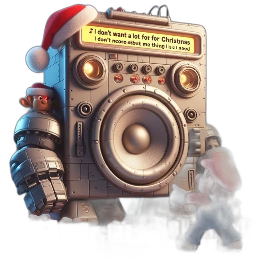 robot, concept art, cyberpunk, 3d render, pixel art, unconventional, holiday, scene transparent PNG cut-out