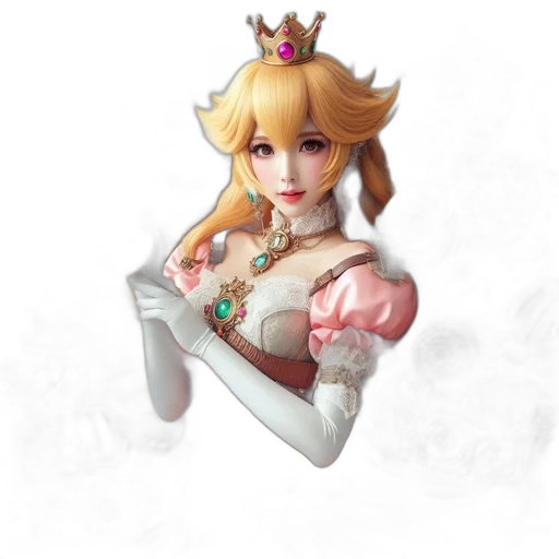 crown, dress, staff, 3d render, concept art, fantasy art, photorealistic, woman transparent PNG cut-out