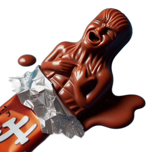 food, melting, chocolate, figure, humanoid, features, including, facial transparent PNG cut-out