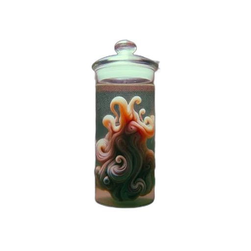 bottle, 3d render, photorealistic, oil painting, underwater, old-fashioned, apothecary, features transparent PNG cut-out