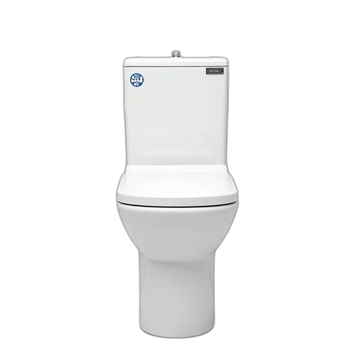 robot, furniture, staff, 3d render, white, toilet, blue, logo transparent PNG cut-out
