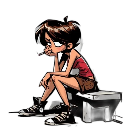 robot, cartoon, comic book art, concept art, pixel art, animated, young, girl transparent PNG cut-out