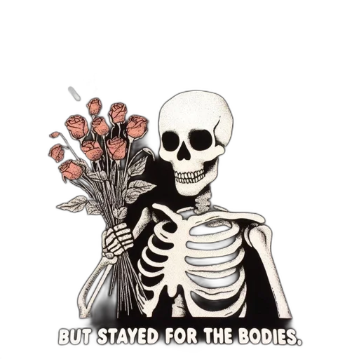 image, displays, black, tee, featuring, humorous, graphic, skeleton transparent PNG cut-out