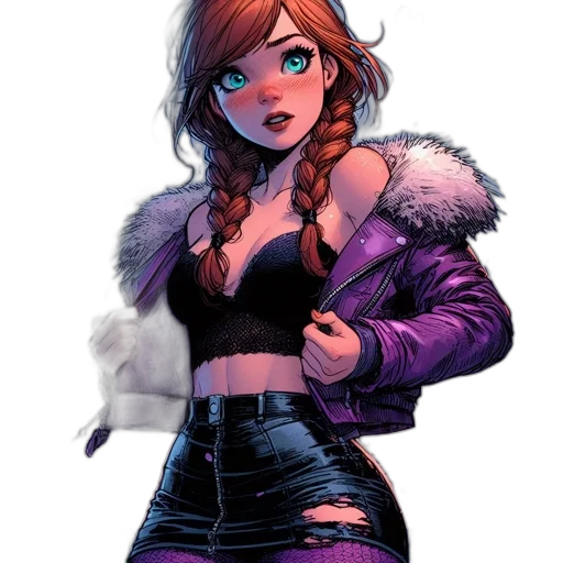 jacket, comic book art, concept art, cartoon, cyberpunk, snow, neon lights, dark transparent PNG cut-out