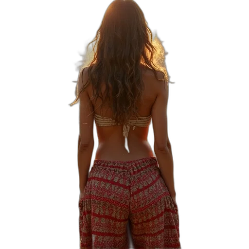dress, hair, jacket, staff transparent PNG cut-out