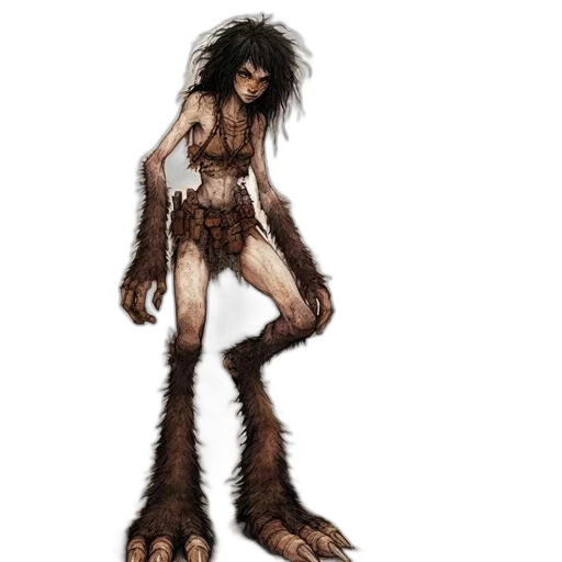 creature, animal, hair, staff, concept art, fantasy art, comic book art, 3d render transparent PNG cut-out