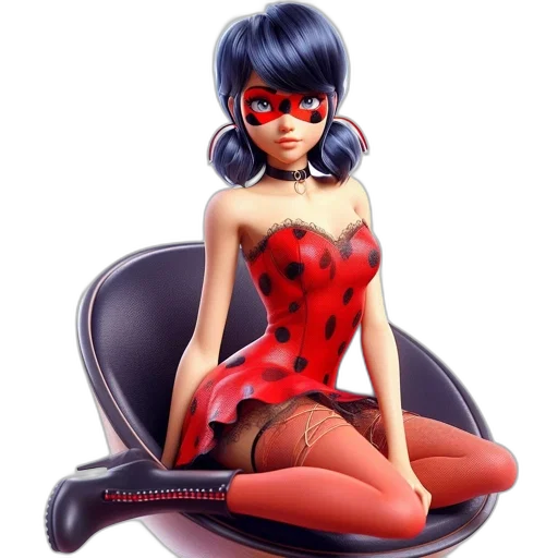dress, comic book art, cartoon, concept art, 3d render, red, young, woman transparent PNG cut-out