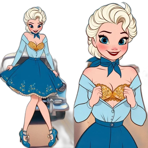 dress, cartoon, concept art, comic book art, fantasy art, blue, two, illustrations transparent PNG cut-out