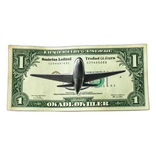 weapon, 3d render, close-up, single, dollar, bill, silver, airplane transparent PNG cut-out