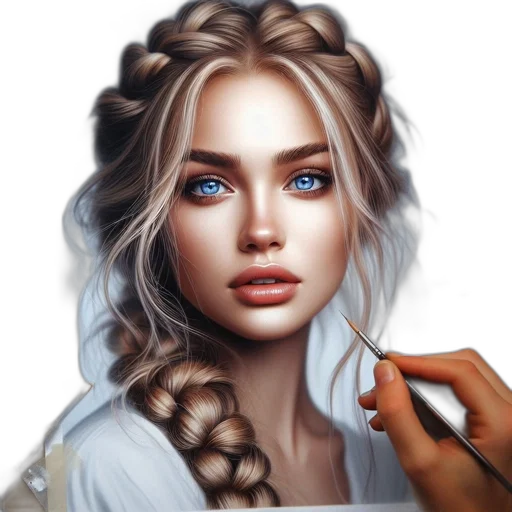 face, hair, jewelry, crown, fantasy art, photorealistic, oil painting, concept art transparent PNG cut-out