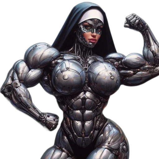 robot, weapon, jewelry, comic book art, concept art, cyberpunk, 3d render, anthropomorphic transparent PNG cut-out