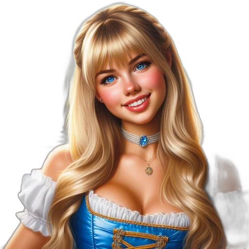 face, dress, fantasy art, photorealistic, oil painting, cartoon, young, woman transparent PNG cut-out