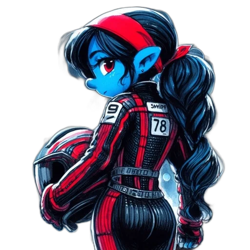 robot, concept art, cartoon, comic book art, fantasy art, unusual, female, racer transparent PNG cut-out