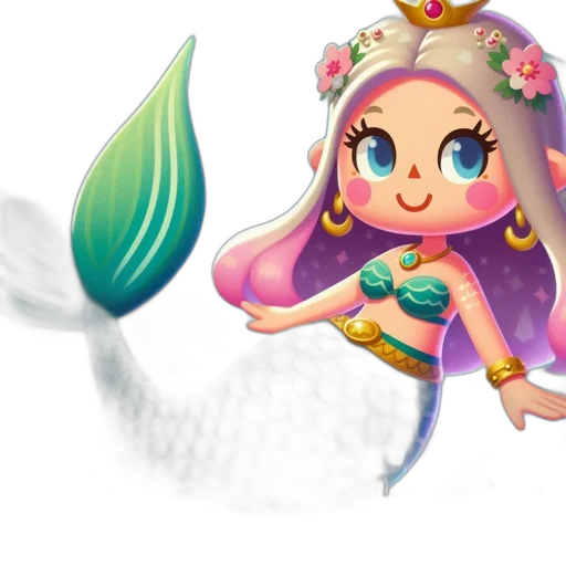 staff, fantasy art, concept art, 3d render, pixel art, pastel, cartoonish, mermaid transparent PNG cut-out