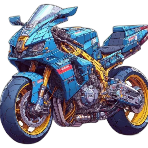 weapon, jacket, robot, concept art, comic book art, photorealistic, cyberpunk, blue transparent PNG cut-out