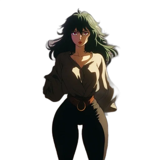 jacket, dress, staff, weapon, concept art, anime, comic book art, pixel art transparent PNG cut-out