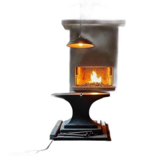 furniture, staff, 3d render, photorealistic, fire, blacksmith, forge, large transparent PNG cut-out